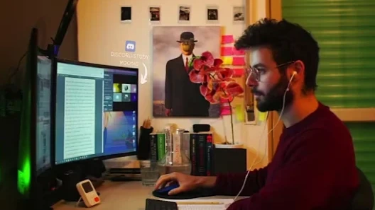 A study-with-me live stream: Ari studying at his desk